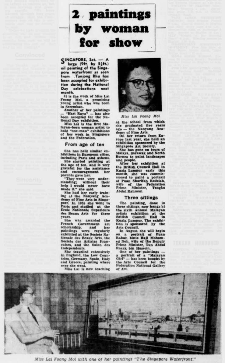 “2 paintings by woman for show,” The Straits Times, May 22, 1960.