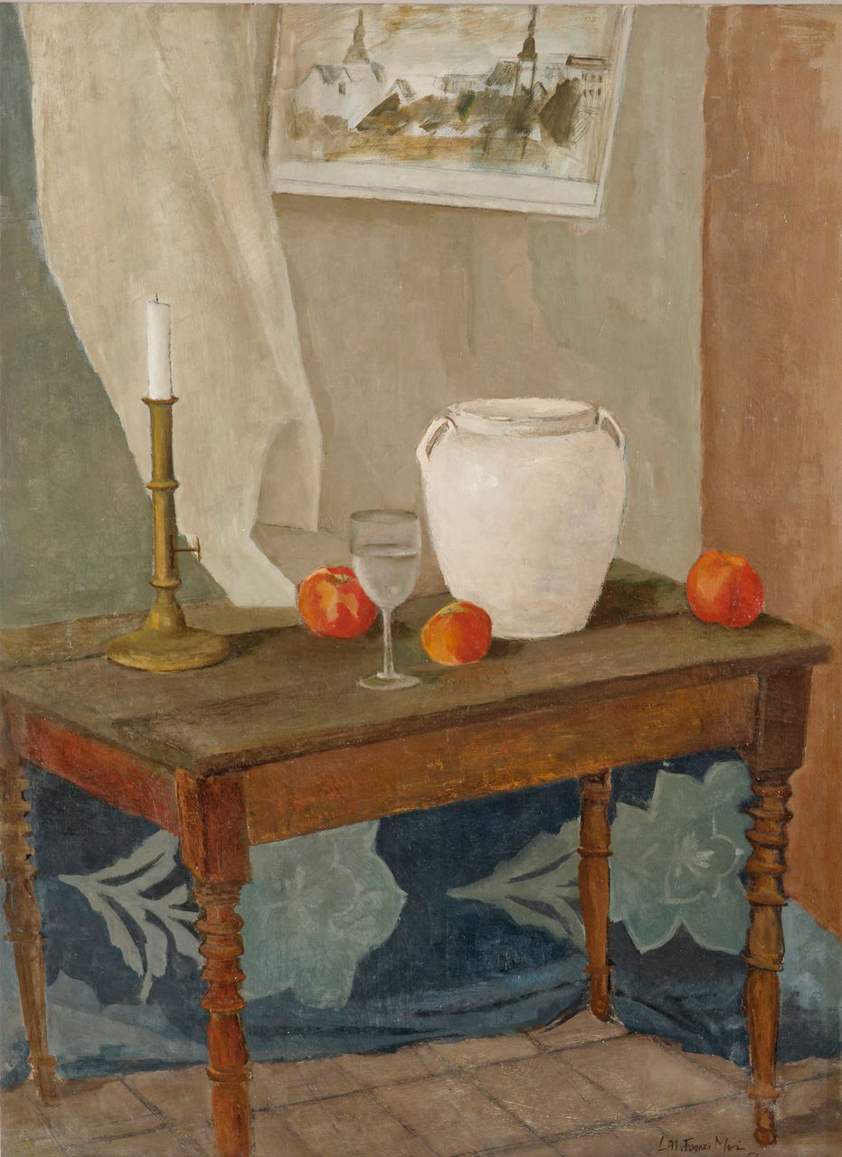 Three Apples on a Table 1951 Oil on canvas Collection of National Library, Singapore  