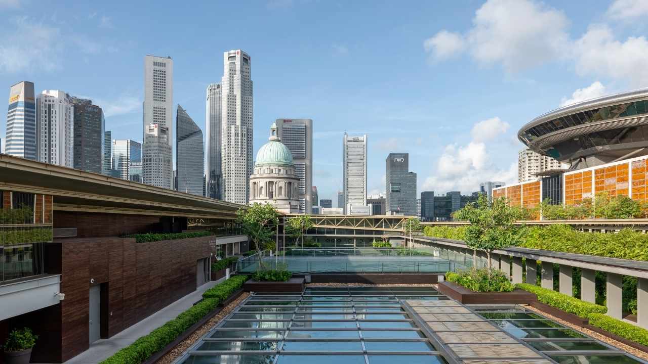 Outdoor walk at an art gallery's rooftop garden and art installation space