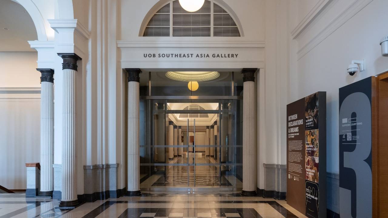 Entrance to UOB Southeast Asia Galleries, leading to art gallery housed in historic court building