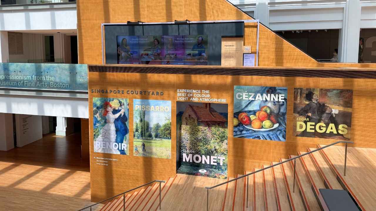 Singapore Courtyard featuring decals and photobooths from Into the Modern: Impressionism from the Museum of Fine Arts, Boston