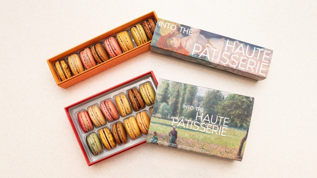 Assorted macaron gift boxes created by Pierre Herme in collaboration with National Gallery Singapore for Into the Modern