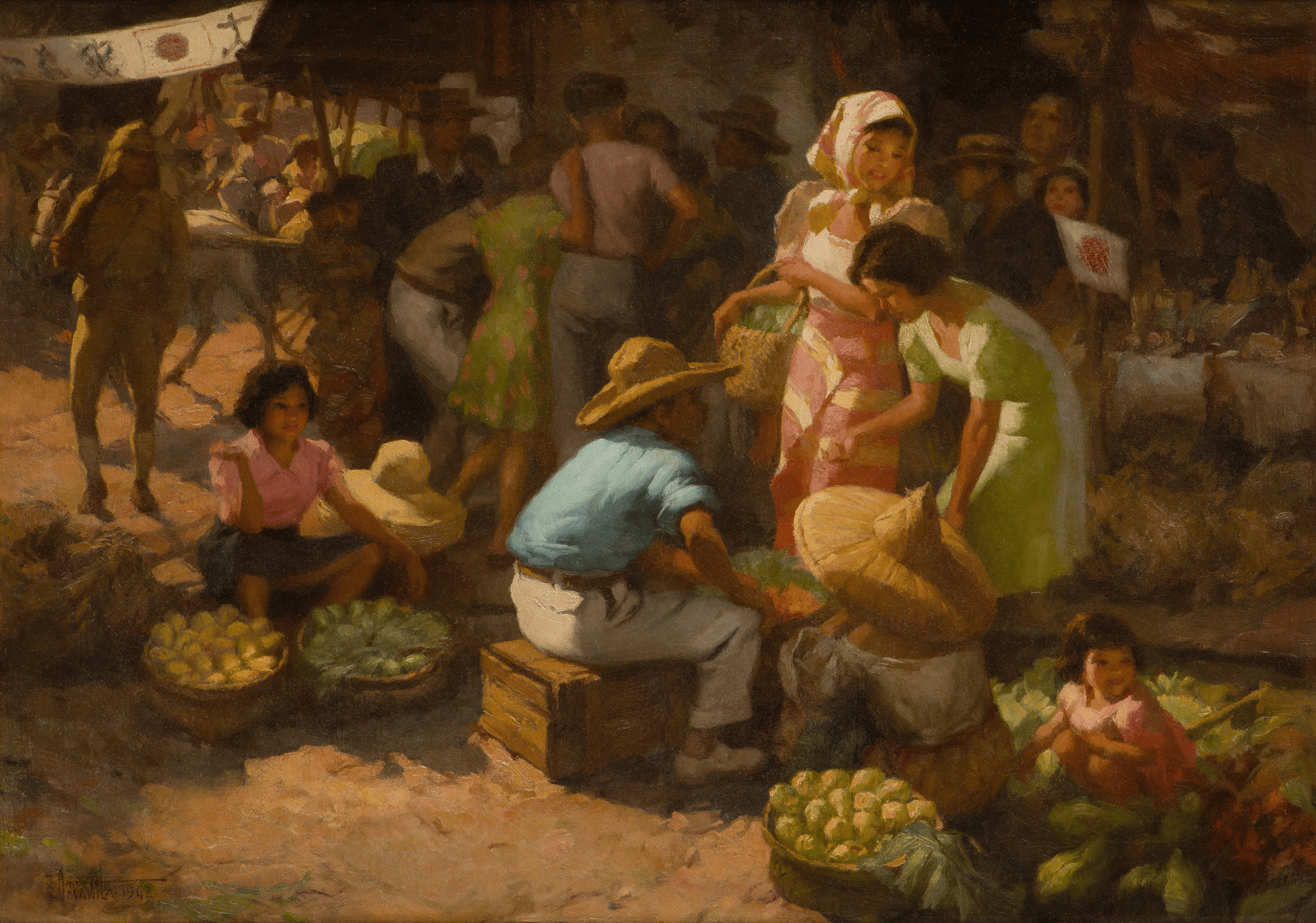 Marketplace during the Occupation by Fernando Cueto Amorsolo