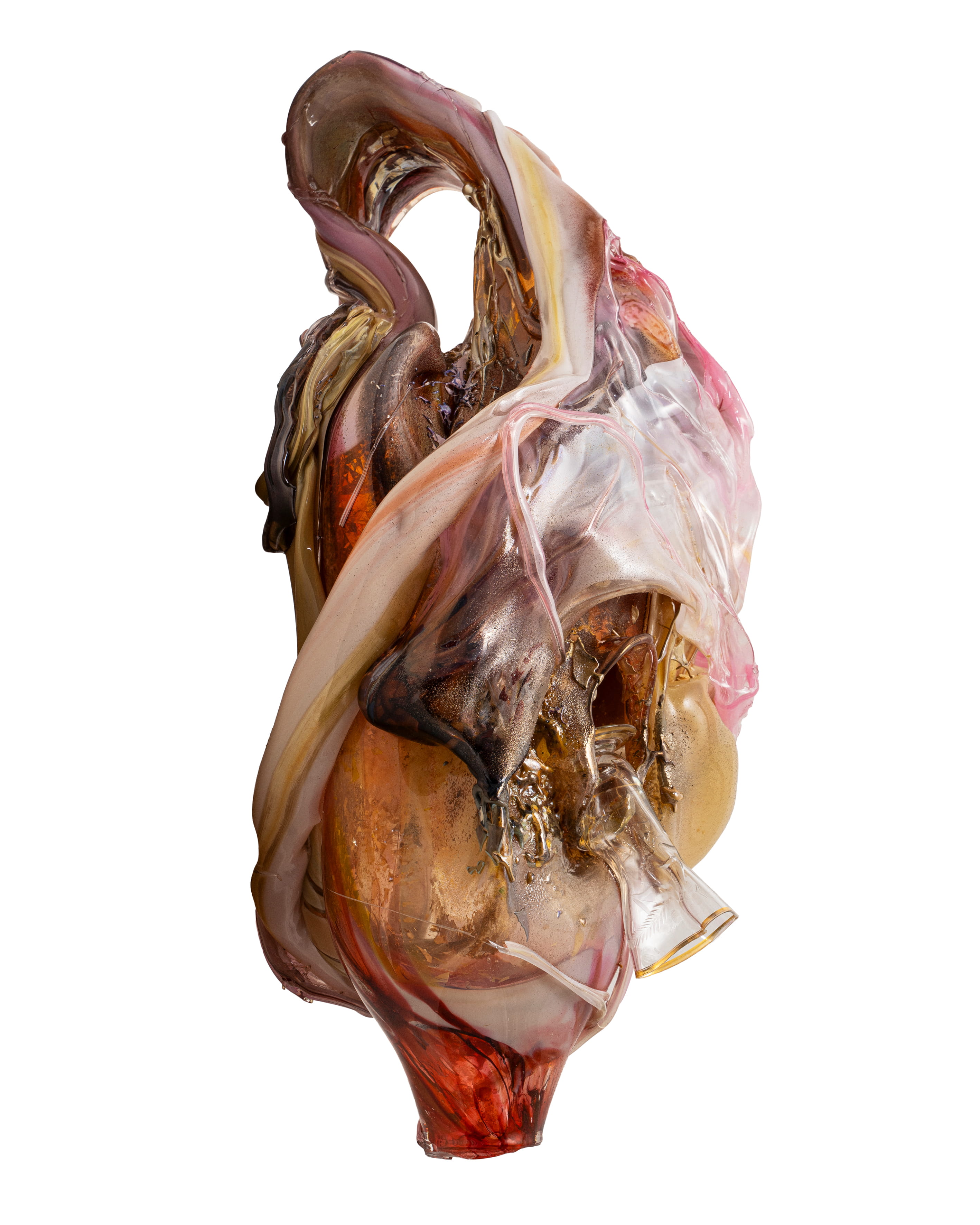 Maria Koshenkova, Denmark  ‘Faun’s Flesh (Arena Rosada)’, blown sculpted glass, vintage found glass, 400 x 850 x 420 mm  2025 