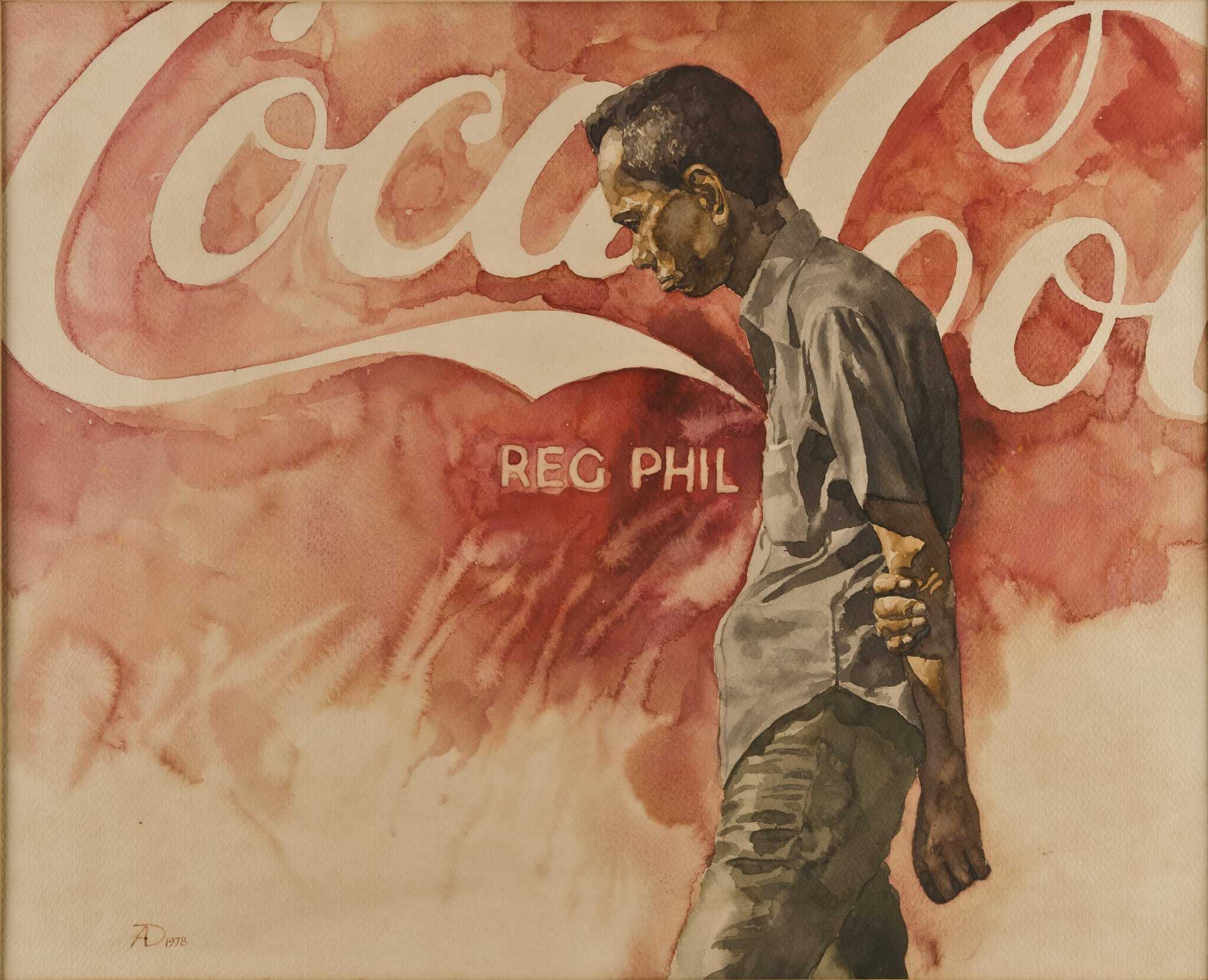 Antipas Delotavo. Itak sa Puso ni Mang Juan (Dagger at the Heart of Mang Juan). 1978. Watercolour on paper, 38.1 × 53.34 cm. Collection of Alexander A. Tee. © Handumanon ni Biboy (Antipas Delotavo). Courtesy of Tin-aw Art Management Inc. Photography by Erik Liongoren. 
