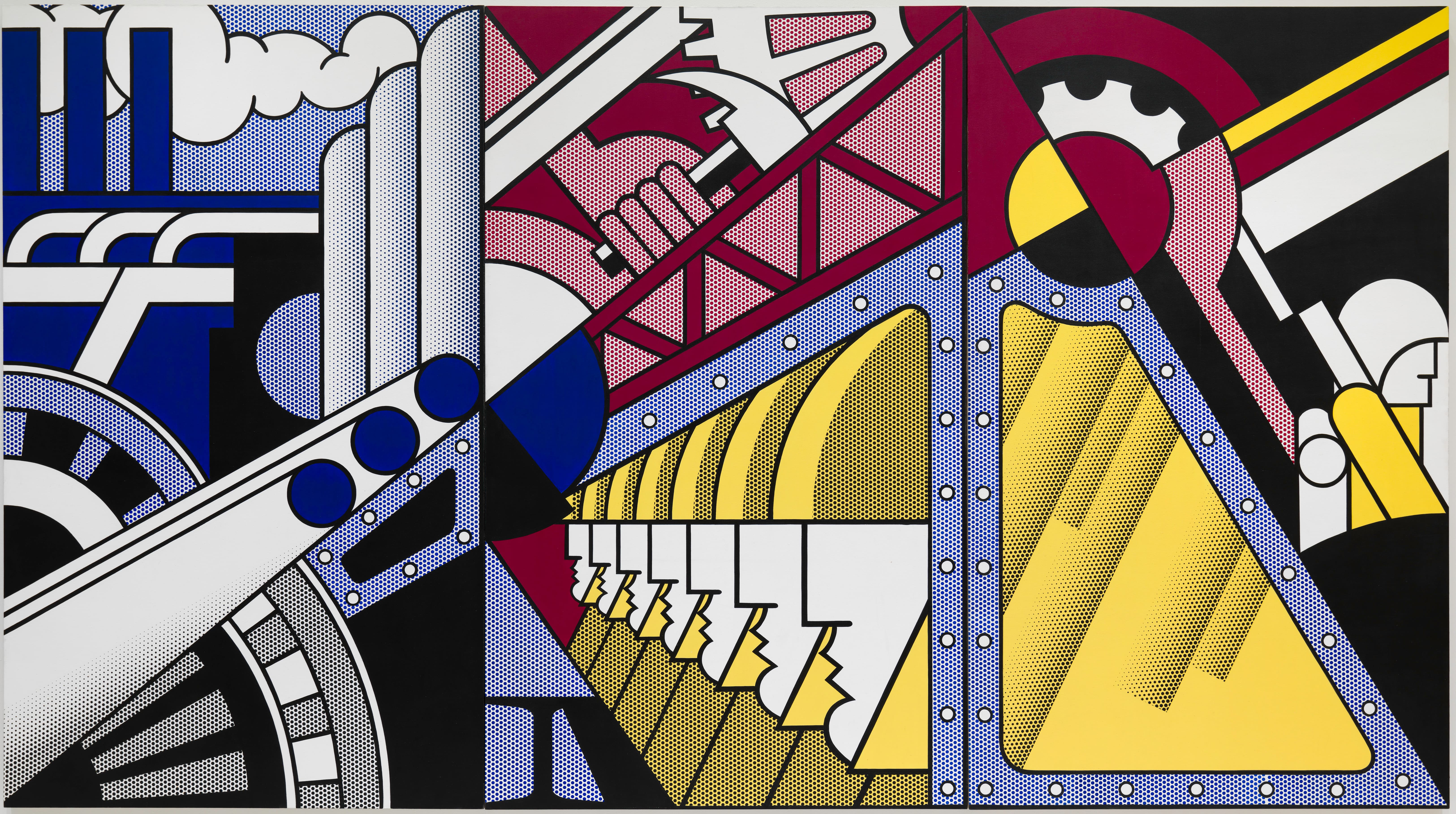 Roy Lichtenstein. Preparedness. 1968. Oil and Magna on canvas, three panels, 304.8 × 548.6 cm. Solomon R. Guggenheim Museum, New York. 69.1885. © Estate of Roy Lichtenstein © Solomon R. Guggenheim Foundation, New York. All Rights Reserved. 
