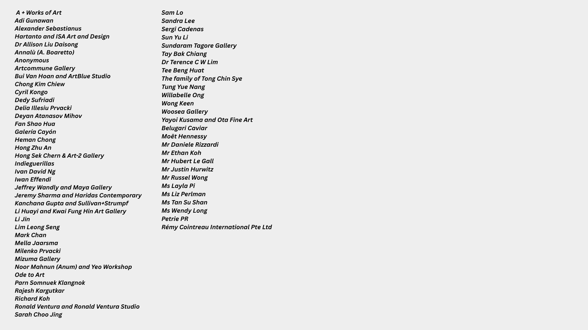 List of supporter names
